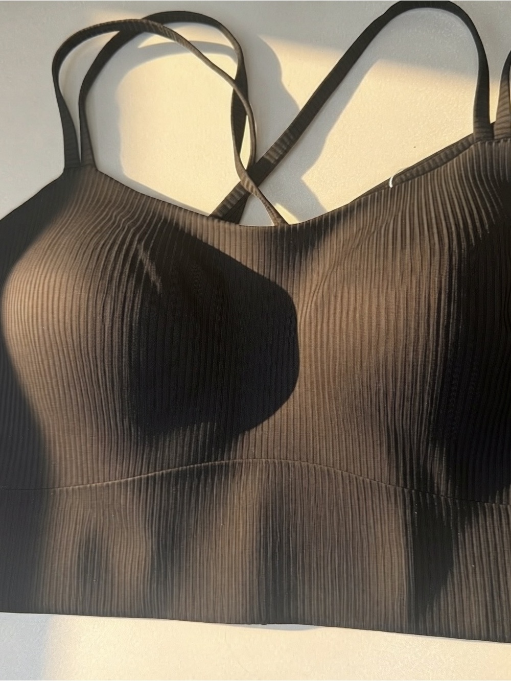 Lululemon Cloud Longline Ribbed Black Strappy Bralette Top NWT S 12